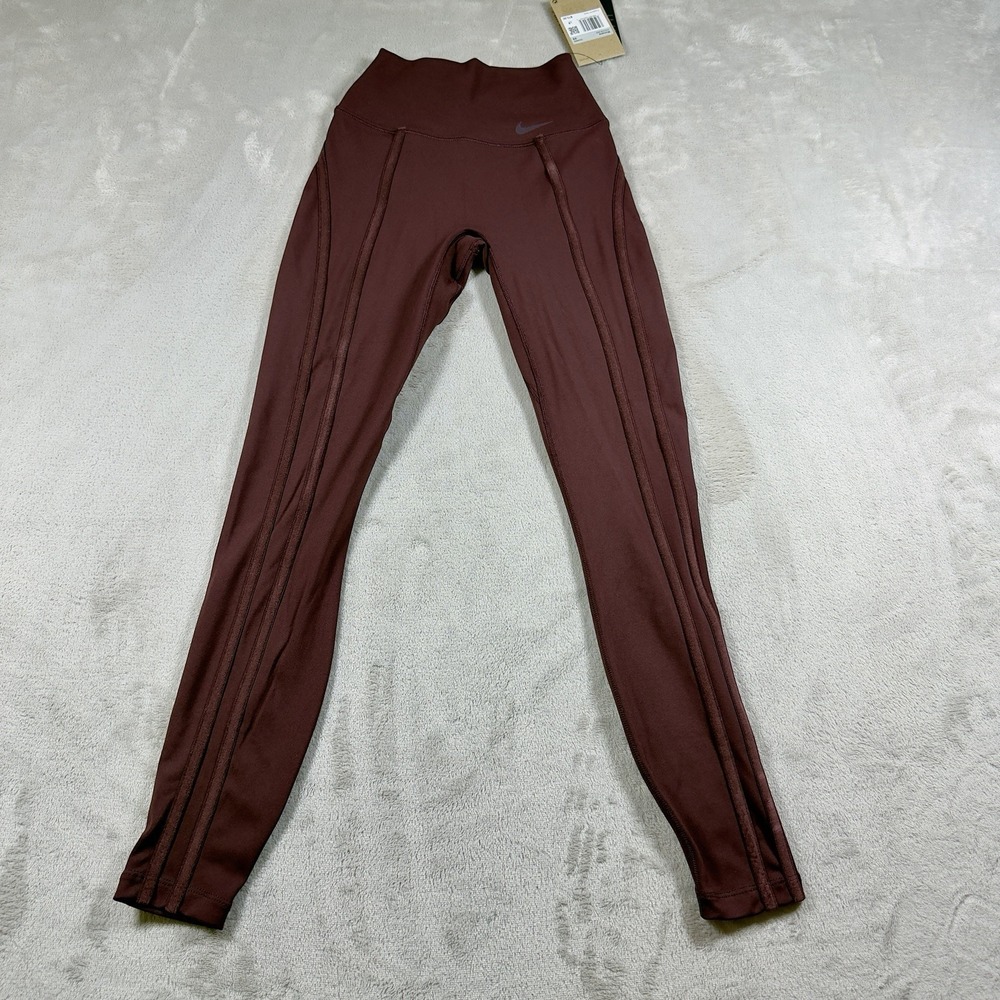 Nike One Women's High Waisted 7/8 Training Leggings XS Burgundy Crush Yoga Gym
